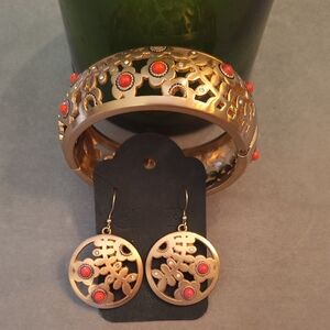 Brighton Elegant Gold and Orange Jewelry Set